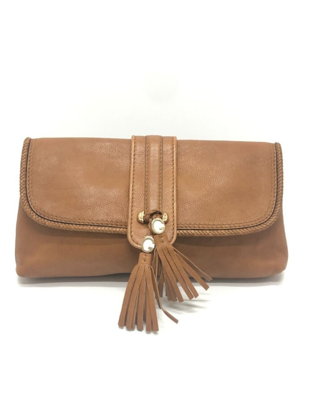 Gucci Clutch Marchech GG Tassel Leather Brown